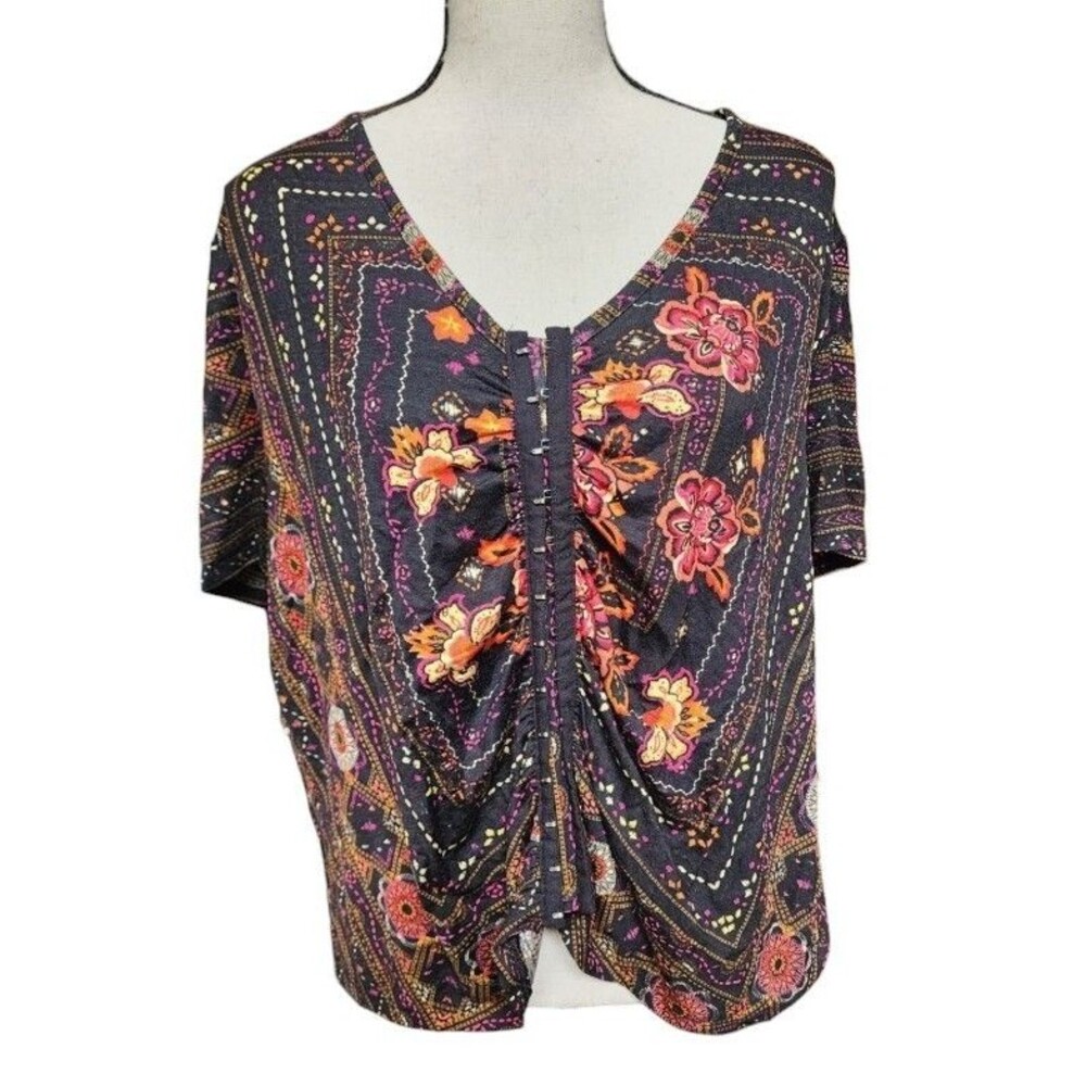 Eyeshadow NEW SS Blouse Plus Size 2X Floral Boho Rayon
